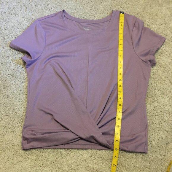 Spalding Lavender Ribbed Twist Hem Short Sleeve Sports Top - Picture 13 of 14